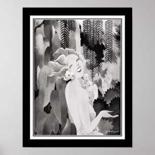 Art Deco tropisch meisje Poster