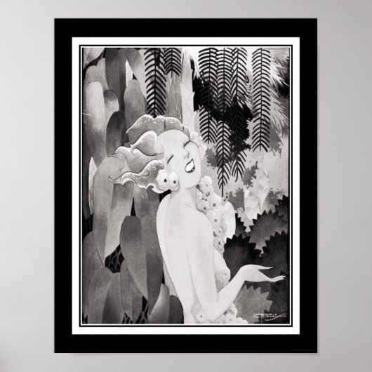 Art Deco tropisch meisje Poster (Voorkant)