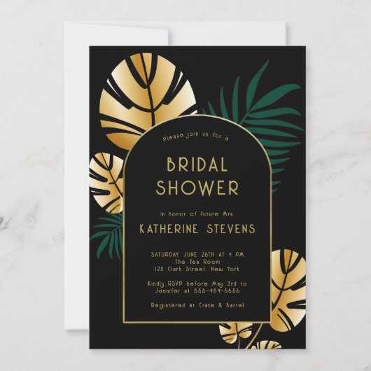 Art Deco Tropisch Oerwoud Boho Lijst Vrijgezellenf Kaart (Voorkant)