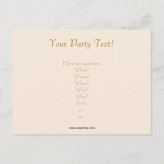 Art Deco tropische of Latijnse partij Uitnodiging Briefkaart (Achterkant)