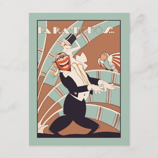 Art Deco tropische of Latijnse partij Uitnodiging Briefkaart (Voorkant)