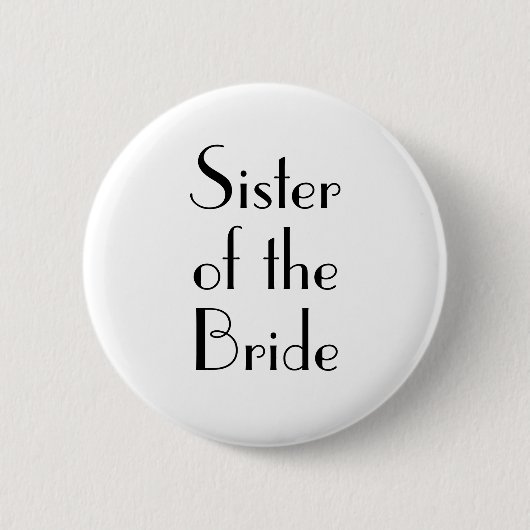 Art Deco Trouw Button voor de Zus van de Bruid (Voorkant)