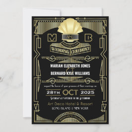 Art Deco Trouw Elegant Goud Zwart Great Gatsby Kaart