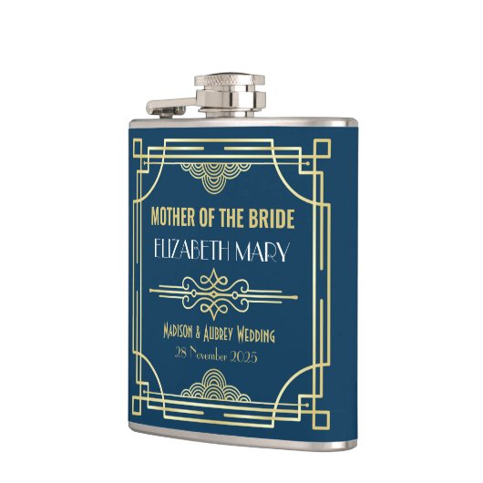 Art Deco Trouw Moeder van de Bruid Gouden Favoriet Heupfles (Links)