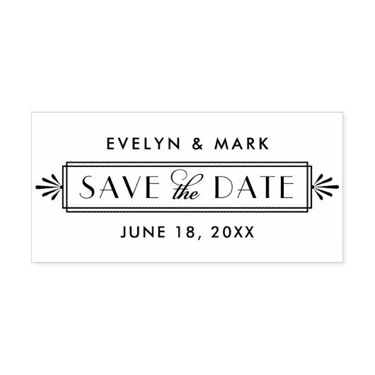 Art Deco Trouw Monogram Save the Date Rubberstempel (Afrduk)