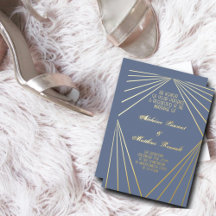 Art Deco Trouw Stofblauw en Goud