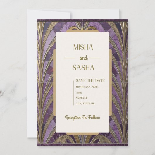 Art Deco Trouw Uitnodiging (Voorkant)