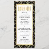 Art Deco Trouwen Zwart Wit Goud Slim Diner Menu (Voorkant)