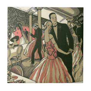 Art Deco Trouwfeest, Eerste Dans van Jonggehuwden Tegeltje