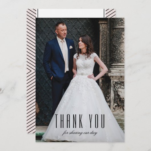 Art Deco Trouwfoto Dank u kaarten (Voorkant / Achterkant)