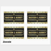 Art Deco Trouwgunst Jouw naam Goud Zwart Gatsby Rechthoekige Sticker (Vel)