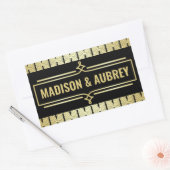 Art Deco Trouwgunst Jouw naam Goud Zwart Gatsby Rechthoekige Sticker (Envelop)