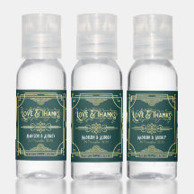 Art Deco Trouwgunst Liefde & Bedankt Goud Groen