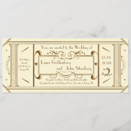 Art Deco trouwkaart, ivoor, terug ivoor Kaart