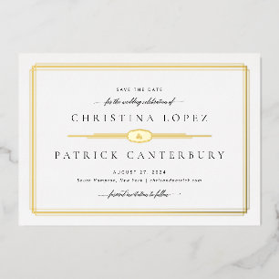 Art Deco Trouwkaart Save The Date Folie Uitnodigin Uitnodiging