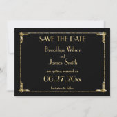 Art Deco Trouwkaart Save The Date Goud Folie (Achterkant)