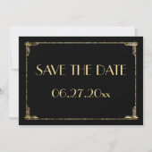 Art Deco Trouwkaart Save The Date Kaart Goud Folie (Voorkant)