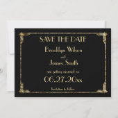 Art Deco Trouwkaart Save The Date Kaart Goud Folie (Achterkant)