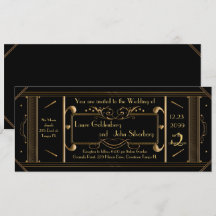 Art Deco Trouwkaart, Zwart, Zwart