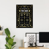 Art Deco Trouwmenu Goud Zwart Great Gatsby Bar Men Poster (Thuiskantoor)