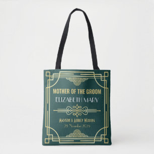 Art Deco Trouwmoeder van de bruidegom Goud Groen Tote Bag