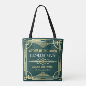 Art Deco Trouwmoeder van de bruidegom Goud Groen Tote Bag (Achterkant)
