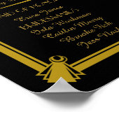 Art Deco trouwprogramma, bruiloft party Silver Poster (Hoek)