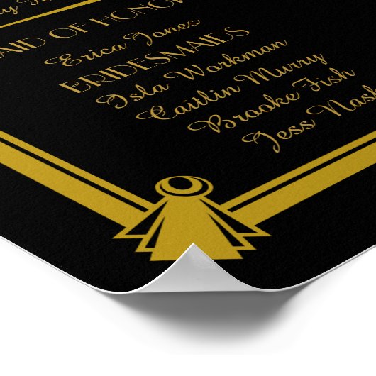 Art Deco trouwprogramma, bruiloft party Silver Poster (Hoek)