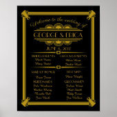 Art Deco trouwprogramma, bruiloft party Silver Poster (Voorkant)