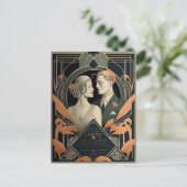 Art Deco-trouwthema Briefkaart (Staand voorkant)