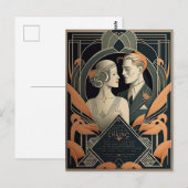Art Deco-trouwthema Briefkaart (Voorkant / Achterkant)