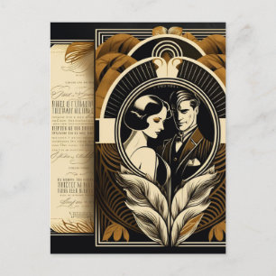 Art Deco-trouwthema Briefkaart