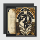 Art Deco-trouwthema Magnetische Uitnodiging (Voorkant / Achterkant)