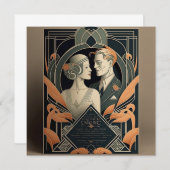 Art Deco-trouwthema Notitiekaartje (Voorkant / Achterkant)