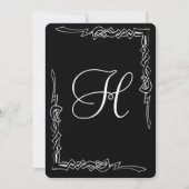 Art Deco Trouwuitnodiging met Monogram Kaart (Voorkant)