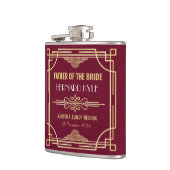 Art Deco Trouwvader van de bruid Goud Bourgondië Heupfles (Links)