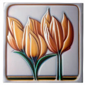 Art Deco Tulip Floral Wall Decor Art Nouveau Tegeltje (Voorkant)