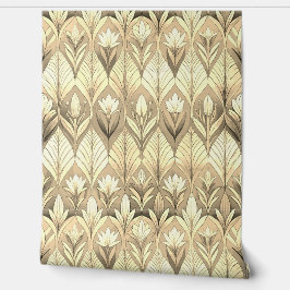 Art Deco Tulip Gold Sepia Pattern Behang