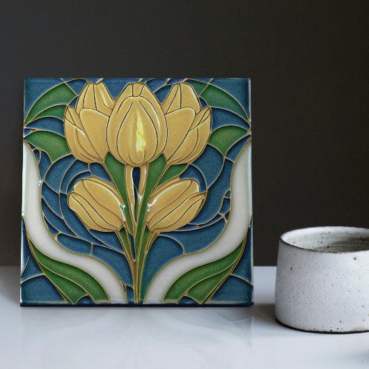 Art Deco Tulips Wall Decor Art Nouveau Tegeltje