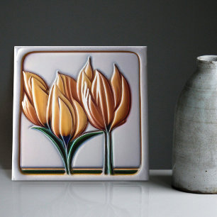 Art Deco Tulp Bloemige Wanddecoratie Art Nouveau Tegeltje