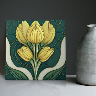 Art Deco Tulp Wand Decor Art Nouveau Keramiek Tege Tegeltje