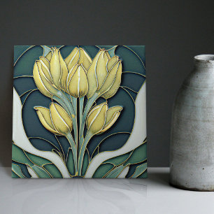 Art Deco Tulpen Muur Decor Art Nouveau Keramiek Te Tegeltje