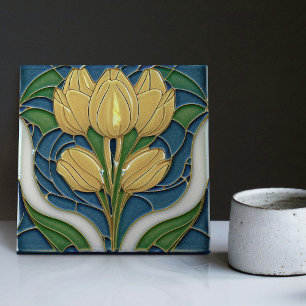 Art Deco Tulpen Wanddecoratie Art Nouveau Tegeltje