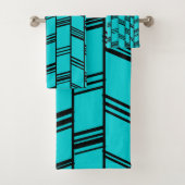 Art Deco Turquoise Bad Handdoek (Insitu)