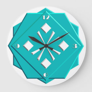 Art Deco turquoise blauw geometrisch patroon Grote Klok