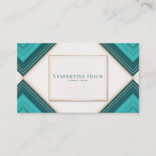 Art Deco Turquoise Chevron Gouden Lijn Geometrisch Visitekaartje