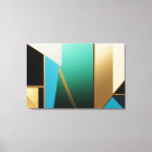 Art Deco Turquoise en Goud Geometrisch Abstract Canvas Afdruk (Voorkant)