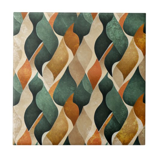 Art Deco Turquoise & Goud Geometrisch Patroon (4) Tegeltje (Voorkant)