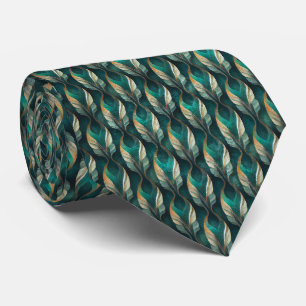 Art Deco Turquoise & Goud Geometrisch Patroon (7) Stropdas