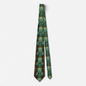 Art Deco Turquoise Goud Zwart Geometrisch Stropdas (Voorkant)